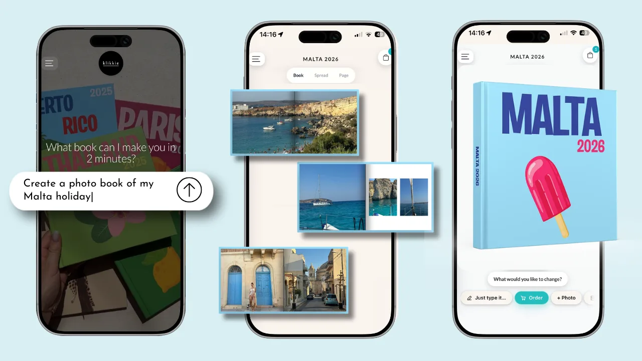 Der klikkie Fotobuch-Agent erstellt ein Malta-Urlaubsfotobuch